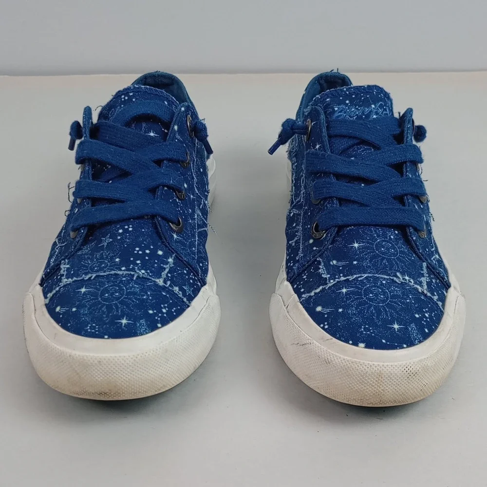 Blowfish Malibu Women 7.5 Blue Celestial Star Sun Print Canvas Play Sneakers